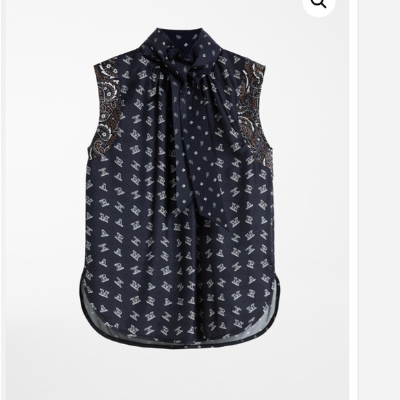 MaxMara Silk and jersey top Navy - Picture 1 of 11